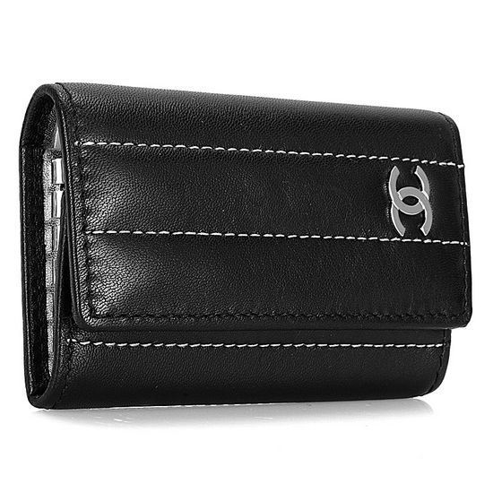 High Quality Chanel Lambskin Tri-Fold Wallets A30041 Black